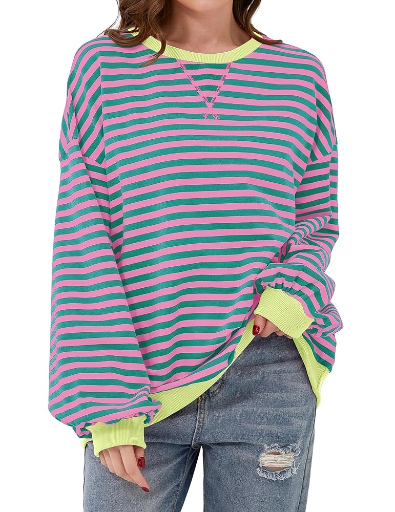 Amazon.com: Ziesexy Striped Shirt Women Oversized Sweatshirt